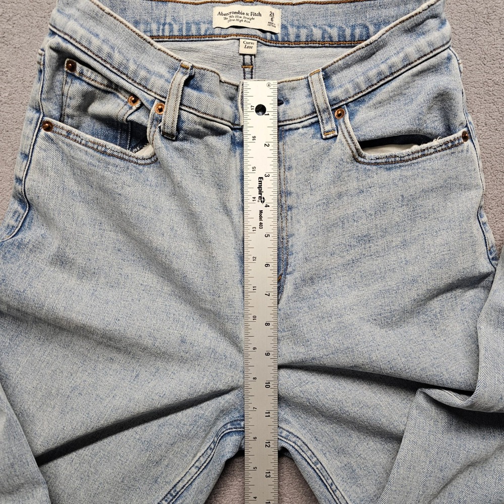 Abercrombie & Fitch 90s Jeans Womens 28/6 Blue Denim High Rise Slim Straight Leg - Picture 5 of 11